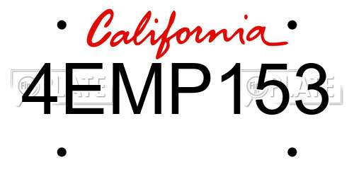 4EMP153 California License Plate