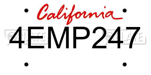 4EMP247 California License Plate