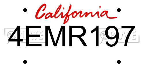 4EMR197 California License Plate