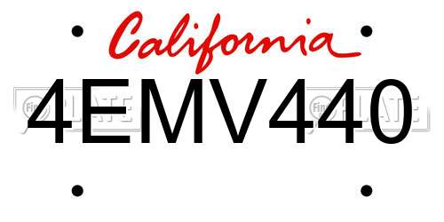 4EMV440 California License Plate