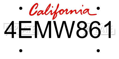 4EMW861 California License Plate