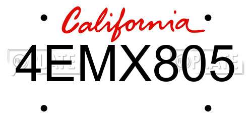 4EMX805 California License Plate