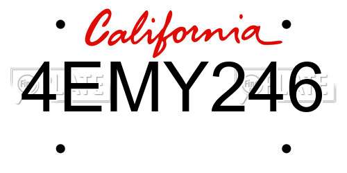 4EMY246 California License Plate