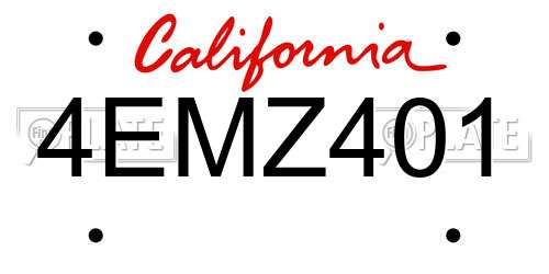 4EMZ401 California License Plate