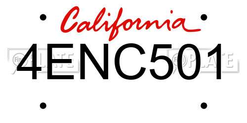 4ENC501 California License Plate