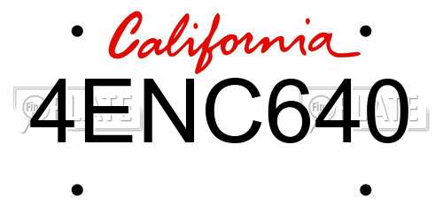 4ENC640 California License Plate