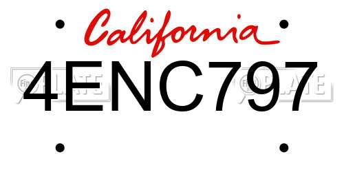 4ENC797 California License Plate