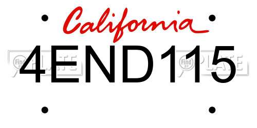 4END115 California License Plate