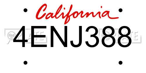 4ENJ388 California License Plate