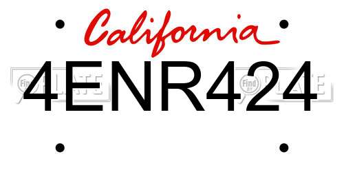 4ENR424 California License Plate