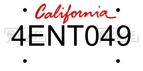 4ENT049 California License Plate