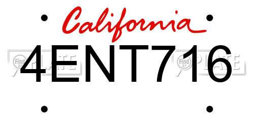 4ENT716 California License Plate