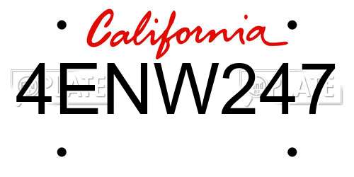 4ENW247 California License Plate