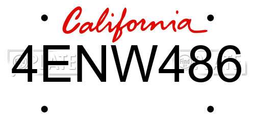 4ENW486 California License Plate