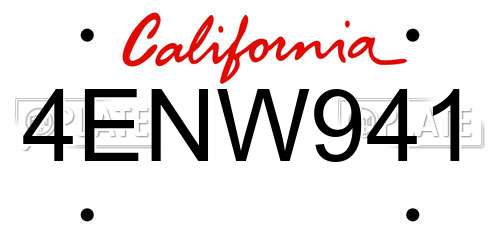 4ENW941 California License Plate