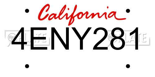 4ENY281 California License Plate