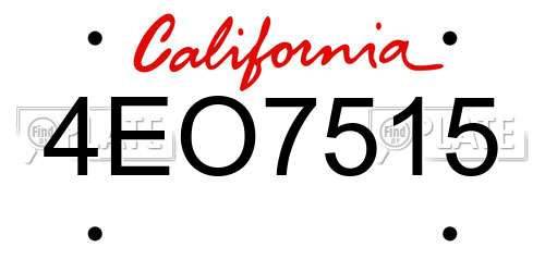 4EO7515 California License Plate