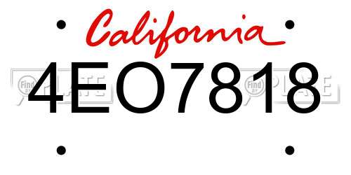 4EO7818 California License Plate