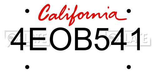 4EOB541 California License Plate