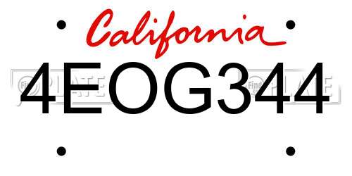 4EOG344 California License Plate