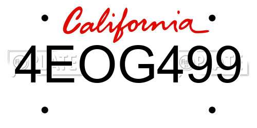 4EOG499 California License Plate