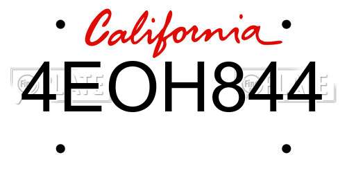 4EOH844 California License Plate