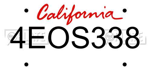 4EOS338 California License Plate