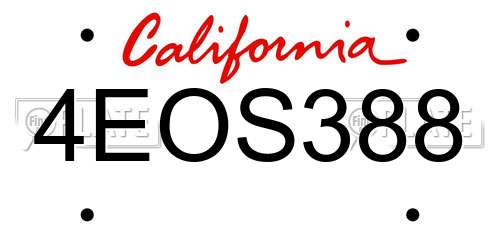 4EOS388 California License Plate