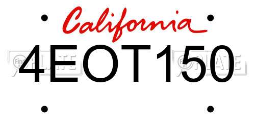 4EOT150 California License Plate