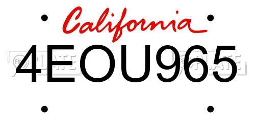 4EOU965 California License Plate