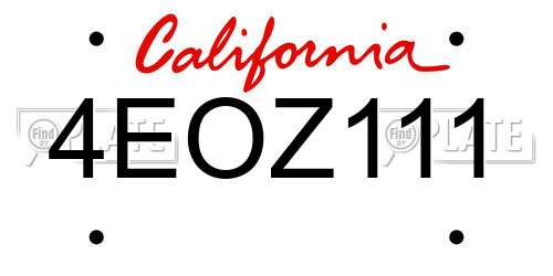 4EOZ111 California License Plate