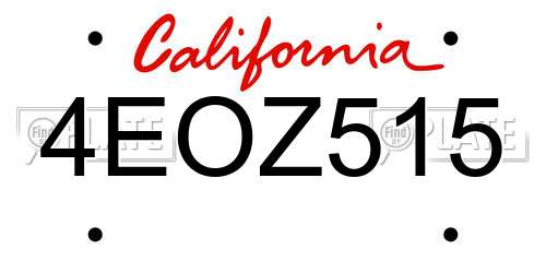 4EOZ515 California License Plate