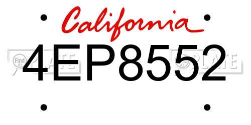 4EP8552 California License Plate