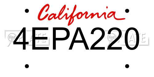 4EPA220 California License Plate