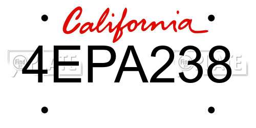 4EPA238 California License Plate