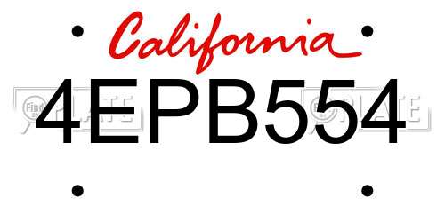 4EPB554 California License Plate
