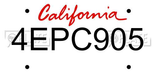 4EPC905 California License Plate