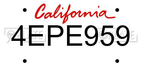 4EPE959 California License Plate