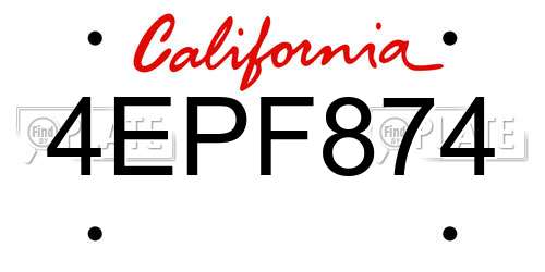 4EPF874 California License Plate