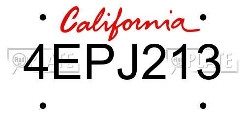 4EPJ213 California License Plate