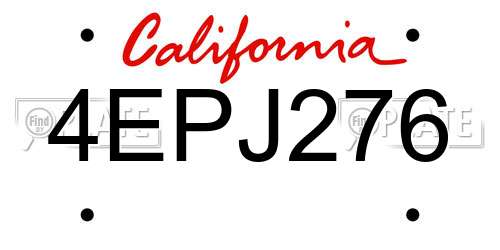 4EPJ276 California License Plate
