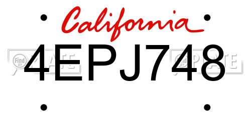 4EPJ748 California License Plate