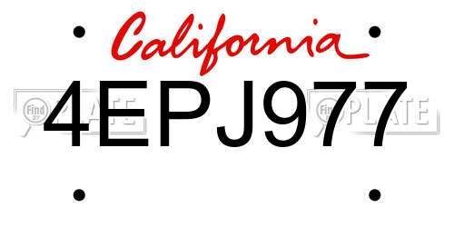 4EPJ977 California License Plate
