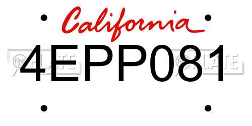 4EPP081 California License Plate