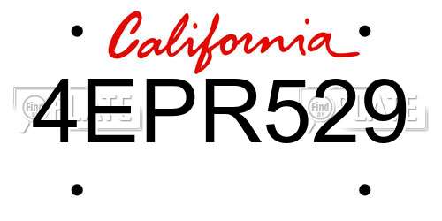 4EPR529 California License Plate