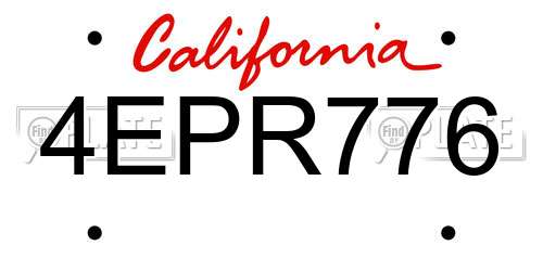 4EPR776 California License Plate