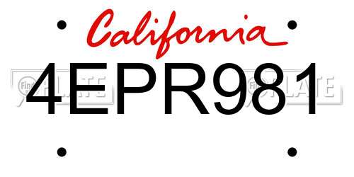 4EPR981 California License Plate