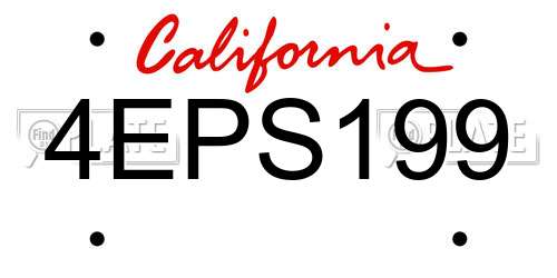 4EPS199 California License Plate
