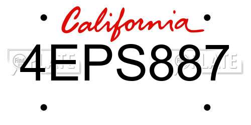 4EPS887 California License Plate
