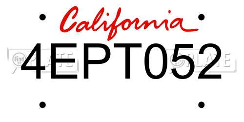 4EPT052 California License Plate